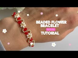 beaded flower bracelet tutorial, diy flower bracelet