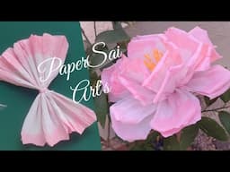 DIY, Giant Crepe Paper flower for room decoration, Handmade Flores de papel crepe @PaperSaiarts