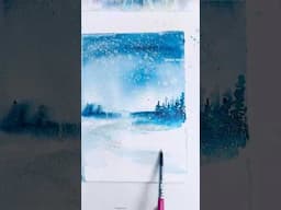 A watercolor winter landscape and Bing Crosby! Beginners will Love this❄️🖌️ #art #shorts #watercolor