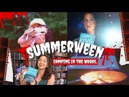 ✨SUMMERWEEN READING VLOG! Camping Alone in the Woods, S'mores, Scary Books, and Baking Fails✨