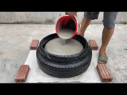 Tire pot mold - Tips for casting cement pots from old tires, simple and effective