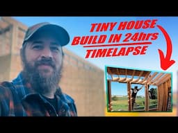 24 HOUR Tiny House BUILD--TIMELAPSE: HEATED FLOORS, Reclaimed Windows & Door--14X14 DIY Cabin