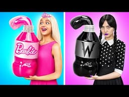 Barbie vs Wednesday Cooking Challenge! Pink vs Black Food Challenge by MEGA GAME