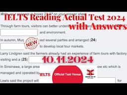 IELTS Reading Actual Test 2024 with Answers | 10.11.2024