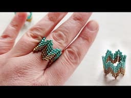 Wave beaded ring tutorial Basic stitch weaving