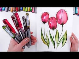 PAINT & DRAW like a pro ! Don't be afraid of MARKERS ! @karinmarkers how to paint Tulips