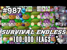 Plants vs Zombies Survival Endless 100000 Flags Part 987 | 19720 - 19740 Flags