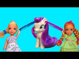 Elsa and Anna toddlers help the ponies with messy hair - part 4