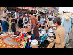 The famous street food of Marko Bazaar Afghanistan | Liver fry | Kabuli | Roosh | Dumpukht Breakfast