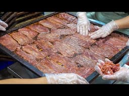 Handmade pork jerky, traditional charcoal grilled pork / 手做肉紙, 炭燒肉角製作 - Taiwanese food