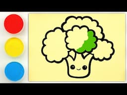 Broccoli Drawing, Coloring | How to draw Healthy Food for Kids