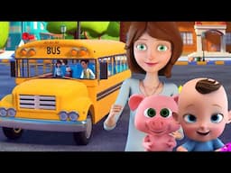 Wheels On The Bus Goes Round and Round + Finger Family Hide and seek  | Nursery Rhymes & Songs