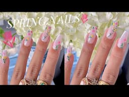 $5 NAIL TRANSFORMATION | QUICK & EASY USING SOLID NAIL TIP GLUE | SPRING THEME NAIL DESIGN