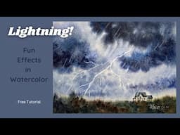 Quick Watercolor Sky with Rain, Storm and Lightning - Fun Effects - Step by Step Demonstration