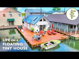 Woman Living in a Beautiful Floating Tiny House – Full Tour & How It Works