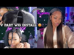 UPGRADED V-Part WIG TUTORIAL OMBRÉ YAKI STRAIGHT *VERY EASY* |Magic V-line + Drawstring | Nadula