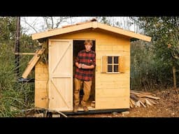 Building a Simple Cabin On My LOG CABIN Build Site | Off Grid | Stove, Roofing, Door, Window | EP 10