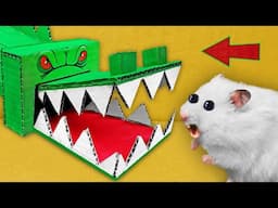 🐊 GIANT Alligator DIY Hamster Maze with Traps 🐹 [OBSTACLE COURSE]