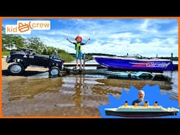 Kid's speed boat adventure with ride on truck and Lego Titanic story. Educational | Kid Crew