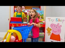 Pretend Play Shopping for New Peppa Pig Toys at Kid Size Toy Store