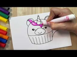 How to draw a unicorn cupcake