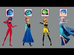 Incredible! Elsa, Ladybug, Chloe, and Anna from Frozen and Miraculous transform into Inside Out