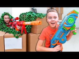 NERF Battle When Big Brother Catches Me Sneaking New NERF Blasters