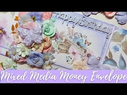 Prima Watercolor Floral Money Holder | Mixed Media Money Envelope Tutorial