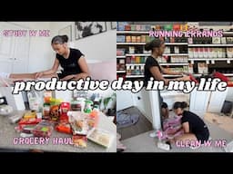 productive day in the life of a college student | organizing, cleaning, grocery haul, studying