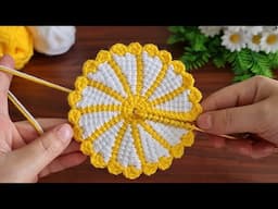 Motif, Coaster, Flower. Make and Sell. How to make a very easy fower coaster motif. Tunisian crochet