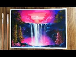 Waterfall Landscape Painting / Acrylic Painting for Beginners