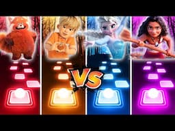 Turning Red Meilin & 4 Town Vs Frozen Elsa & Moana 2 - Tiles Hop!