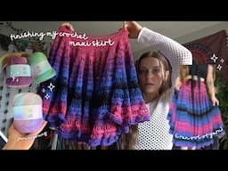 finishing my crochet maxi skirt (i ran out of yarn 😭) / thrift & yarn haul | a crochet with me vlog