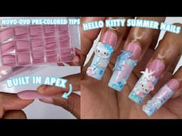 Hello Kitty Tropical Summer Nails | Novo Ovo Instant Apex Pre-Colored Soft Gel Tips | Beachy Nails