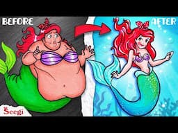 DIY Paper - The Little Mermaid Plastic Surgery - Ariel LOSE WEIGHT Challenge - Stop Motion Paper