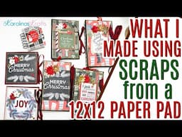 What I Made from SCRAPS using up a Whole 12x12 Paper Pad, Christmas Mini Albums Project Share