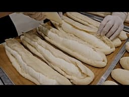 떡처럼 쫀득한 빵? 상상을 초월한 식감의! 40cm 우유크림 브레드 40cm milk cream white roll bread - Korean bakery