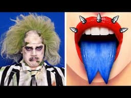 Crazy Beetlejuice Makeover! From Nerd🤓 To Beetlejuice🧟‍♂️! *Awesome Beauty Hacks & Gadgets