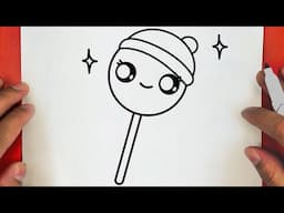 HOW TO DRAW A CUTE CHRISTMAS CANDY, STEP BY STEP, DRAW Cute things