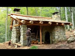 Man Builds House with STONES and LOGS in the Forest | by @bogdanintheforest4382