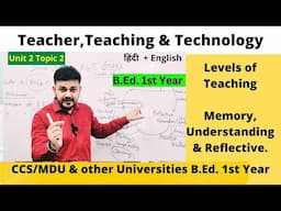 Levels of Teaching-Memory, Understanding & Reflective||Teacher,Teaching & Technology||CCS||MDU