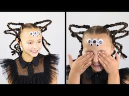 Halloween Spider Hairstyle that’s super simple! 🕷️🕸️