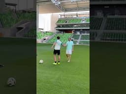 Matthew Mcconaughey hits insane trickshot 🤯⚽️ with ​⁠@AustinFC 💚 #streetpanna