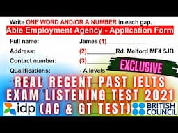 (LATEST) REAL EXAM IELTS LISTENING TEST 2021 || ABLE EMPLOYMENT AGENCY || PAST IELTS EXAM LISTENING