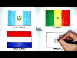 Drawing the Flag of Guatemala, Senegal, Netherlands, Cambodia