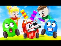 Surprise Eggs Kids Song | Explores Four Color School Bus Adventure 🍬 Nursery Rhymes & Kids Songs