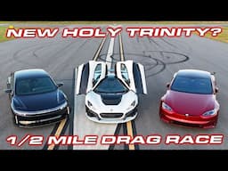 HOW TO BEAT A SAPPHIRE * 1,914 HP Rimac Nevera vs Tesla Plaid vs Lucid Sapphire 1/2 Mile Race