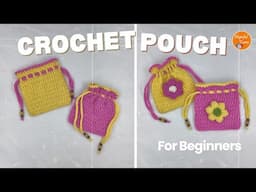 How to Crochet Drawstring Pouch for Beginners | Easy Crochet for Beginners Bag pattern | Gift idea