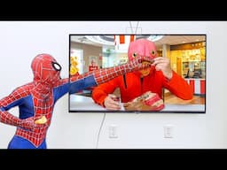 SpiderMan Team vs Magic Television in New House ( Funny Comedy )