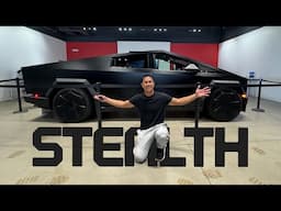 SATIN STEALTH BLACK Cybertruck on display at UTC mall San Diego, CA